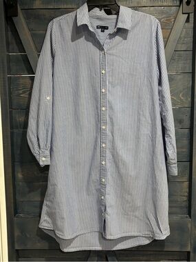 GAP Blue and White Striped Women’s Button-Down Shirt Dress Size XL